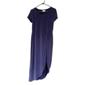 Cupio Dress Womens Small Navy Blush Blue Midi Cinch Slit